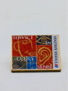 United Airlines "Service in Every Sense" Lapel Pin Vintage